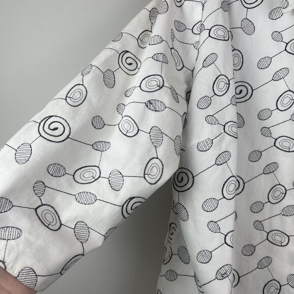 Lucy & Laurel Jacket Womens 2X White Gray‎ Geometric Cotton Open Front Artsy Art - Picture 3 of 8